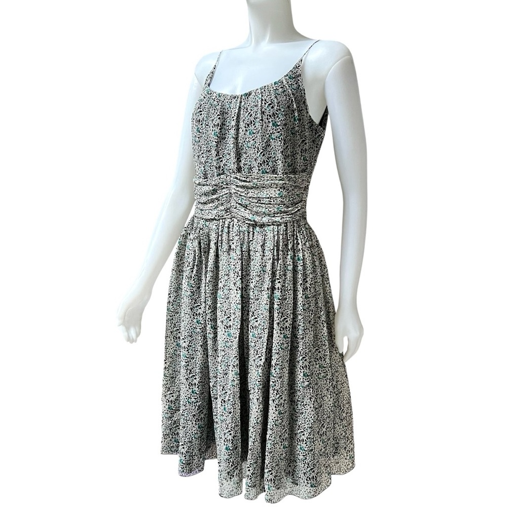 ANNA SUI Anthropology Floral Silk Midi Sundress Wimsygoth Flowy Romantic Size 10